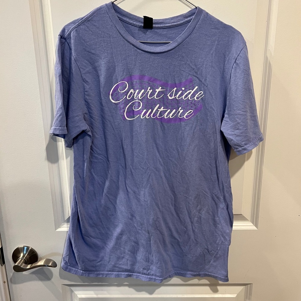 Port & Co Mens T-Shirt Court side Culture Graphic Purple Size M
